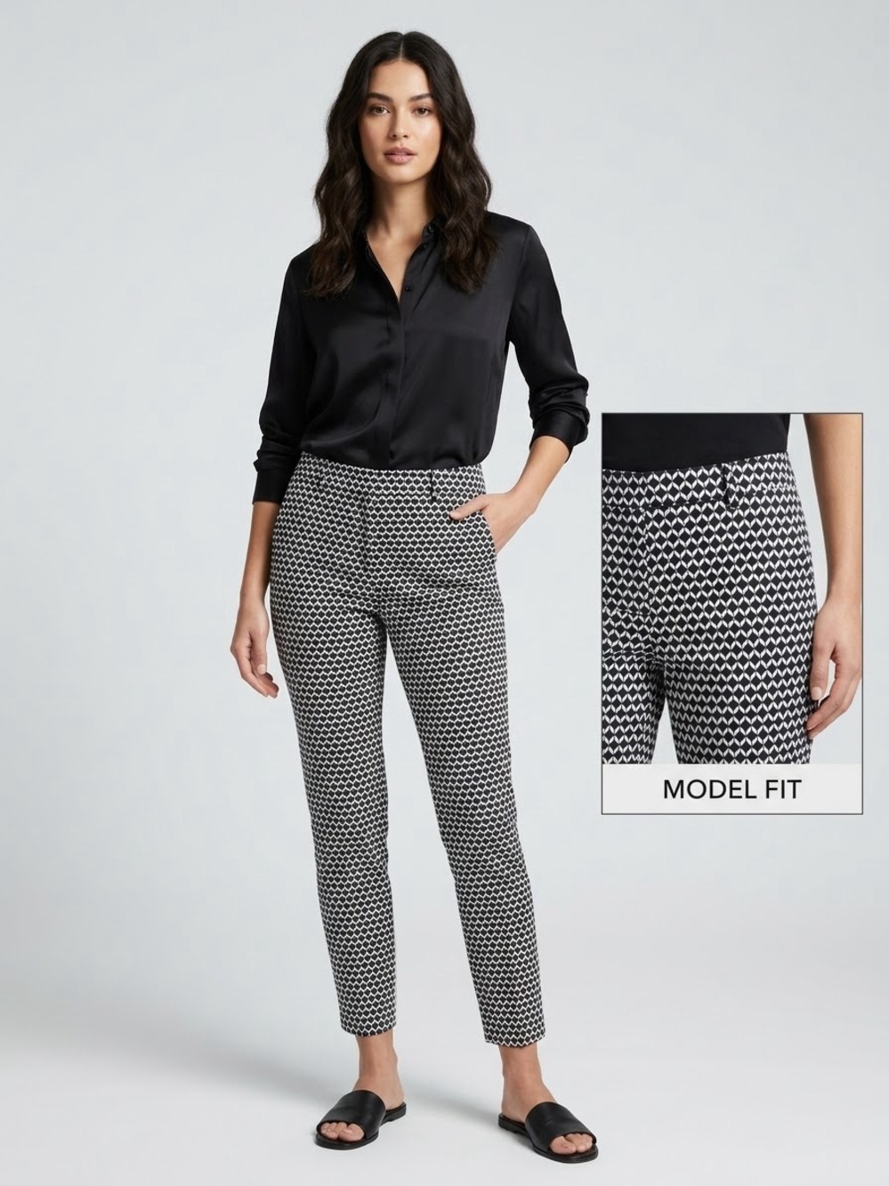 H&M Black & White Geo Print Slim Ankle Pants
